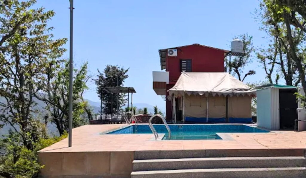 Tent house swimming pool day view